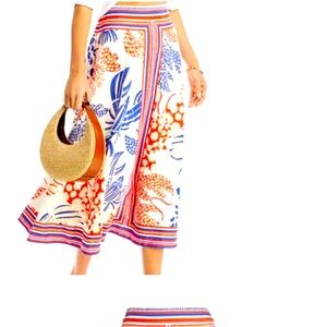 Farm Rio lobster red white and blue linen skirt